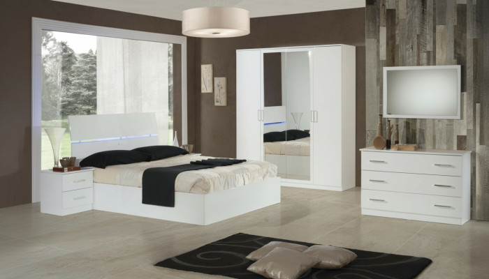 Ontwerp slaapkamer 6-delig Complete set Bed Nachtkastje Commode Spiegel Hout