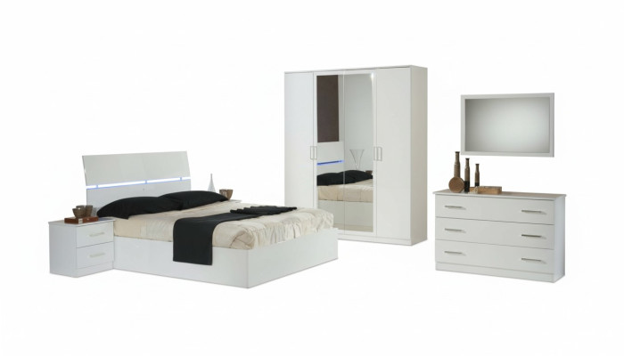 Ontwerp slaapkamer 6-delig Complete set Bed Nachtkastje Commode Spiegel Hout