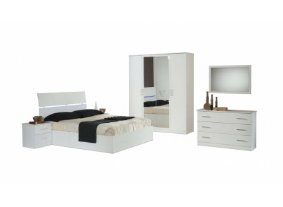 Ontwerp slaapkamer 6-delig Complete set Bed Nachtkastje Commode Spiegel Hout