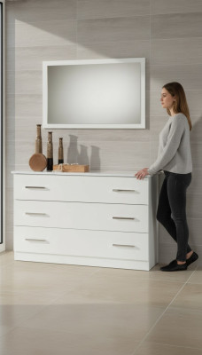 Schminktafels Console Tafel Dressoir Kamer Hout Spiegel + Commode 2-delig Set
