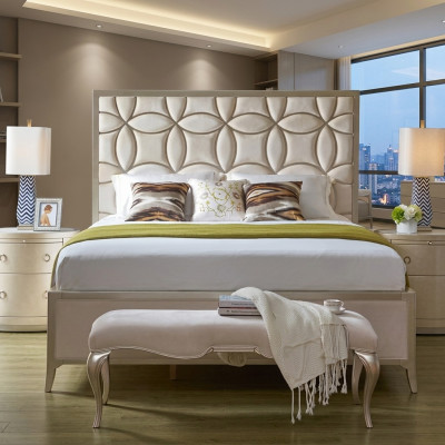 Ontwerper gestoffeerd tweepersoonsbed bedden bed slaapkamer tweepersoonsbed textiel leer