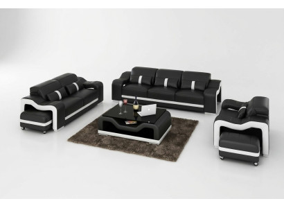 Bankstel 3-zits Set Design Bankstellen Bekleed met Leer Relax