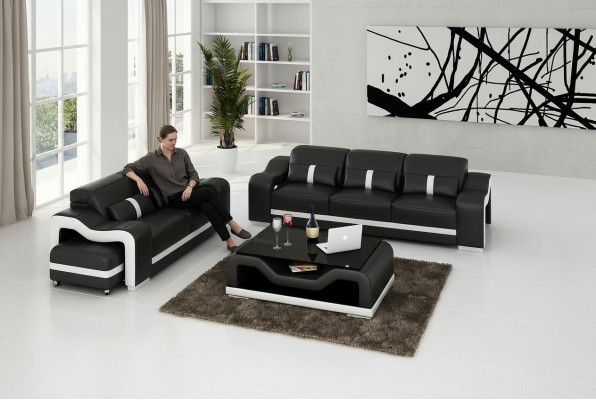 Moderne bankstel 3+2 zitsbank bank bankstel banken leer