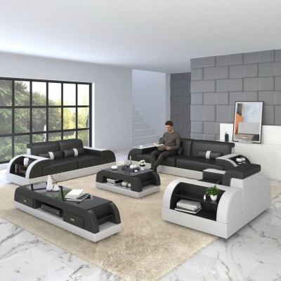 Sofa set bekleding 321 zits stel design banken banken leer modern