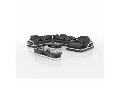 Leren hoekbank set bekleding U-vorm bank bank ontwerp hoekbank  Leren hoekbank set bekleding U-vorm bank bank ontwerp hoekbank