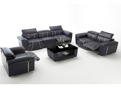 Luxe bankstel 2x 3-zits met meubelbank lederen bankstel textielgroep