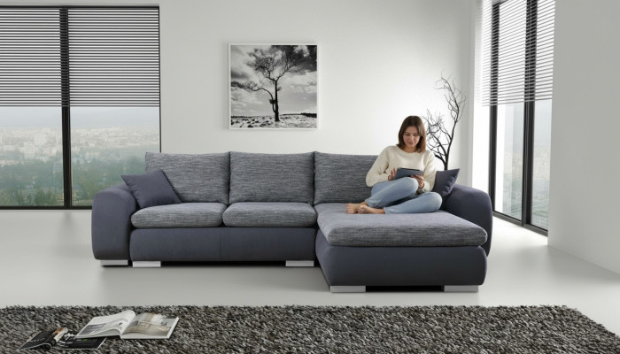 Hoekbank Bedfunctie Bank Grijze Bekleding Banken Textiel Bankstellen Sofa