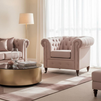 Edel ontwerp Chesterfield gestoffeerde fauteuil tv-zitclublounge textiel