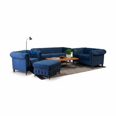 Designer bankstel 3-zits Chesterfield bank gestoffeerde bankstellen zitbank driezits textiel