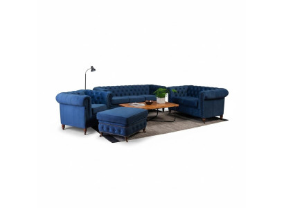 Designer bankstel 3-zits Chesterfield bank gestoffeerde bankstellen zitbank driezits textiel