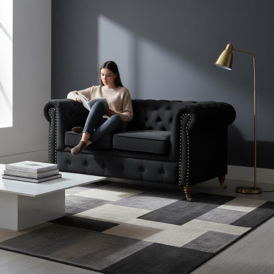 Bankstel 2-zits designbanken gestoffeerde banken textiel ontspannen moderne tweezitter nieuw