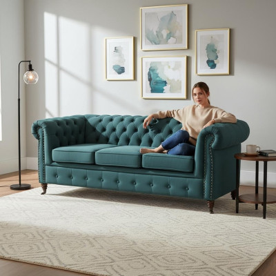 Klassieke Chesterfield meubels Driezitsbank Stoffen bank Luxueus ontwerp