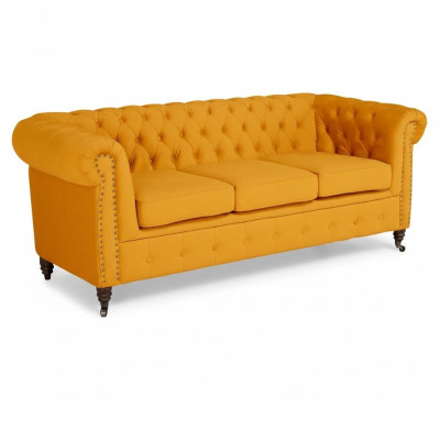 Klassieke Chesterfield meubels Driezitsbank Stoffen bankstel Luxe design Oranje