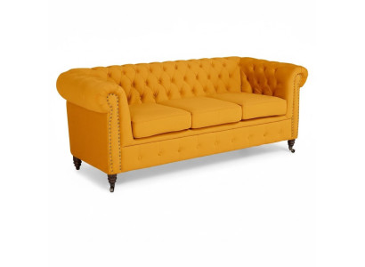 Klassieke Chesterfield meubels Driezitsbank Stoffen bankstel Luxe design Oranje
