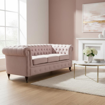 Klassieke Chesterfield meubels 3-zits bank Stoffen bank Stijlvol ontwerp Nieuw.