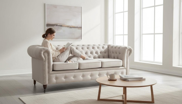Chesterfield driezitsbank bank bank bekleding + voetenbankje bankstellen bankstellen 2-delige set nieuw