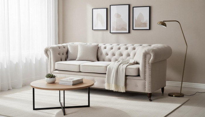 Chesterfield driezitsbank bank bank bekleding + voetenbankje bankstellen bankstellen 2-delige set nieuw