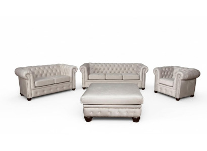 Chesterfield Sofameubel 3+1+1 Zitplaatsen Design Bank Bekleding Sofa Set