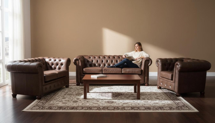 Chesterfield 3-zits bank leren bank bank bekleding zitbanken driezitter