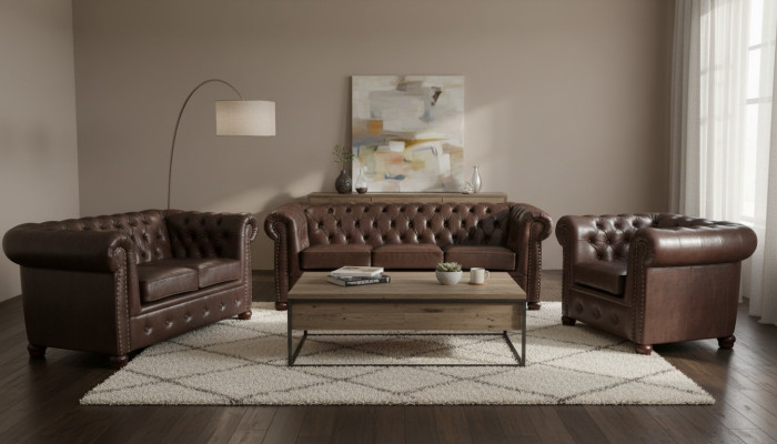 Chesterfield 3-zits bank leren bank bank bekleding zitbanken driezitter