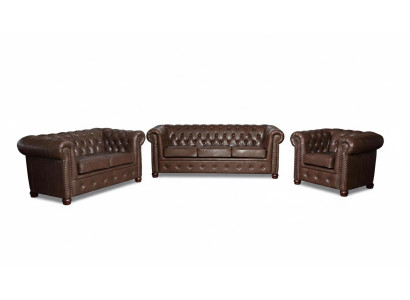 Chesterfield 3-zits bank leren bank bank bekleding zitbanken driezitter