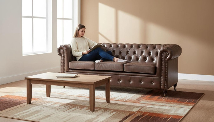 Chesterfield zitsalon sofa bankstel bekleding 3 2 zits leren banken stof nieuw