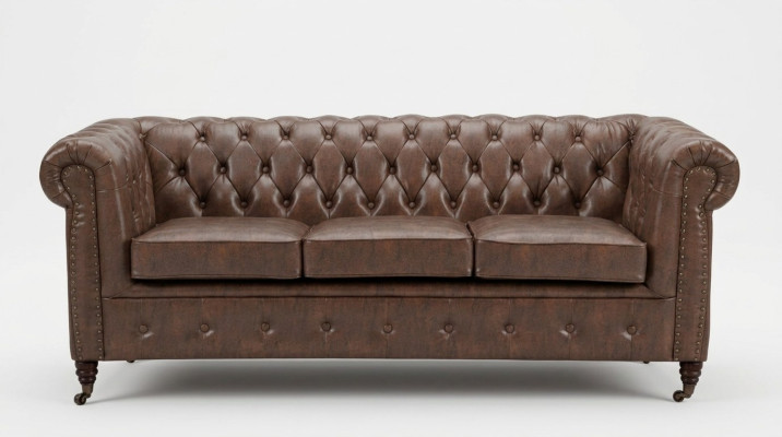 Chesterfield zitsalon sofa bankstel bekleding 3 2 zits leren banken stof nieuw
