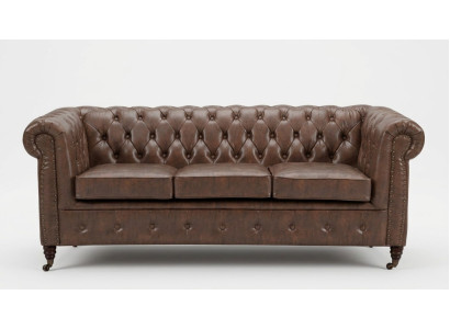 Chesterfield zitsalon sofa bankstel bekleding 3 2 zits leren banken stof nieuw