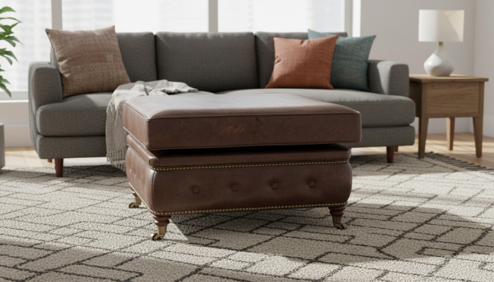 Chesterfield voetenbank Club Lounge poef Leder Textiel Ottoman Ontwerper