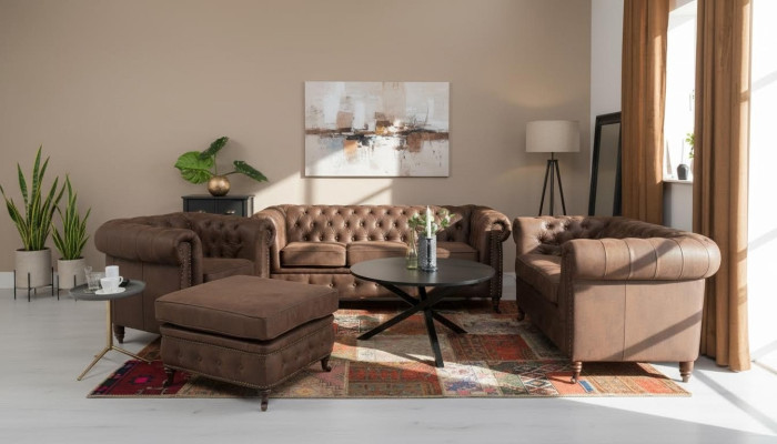 Chesterfield bank zitkussen 321 voetenbankje met zitplaatsbankstel bankstellen bank footstool
