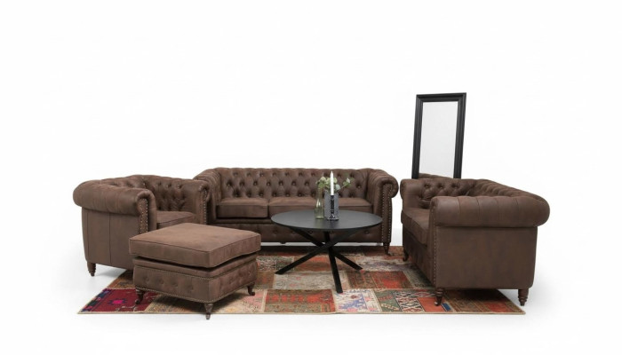 Chesterfield bank zitkussen 321 voetenbankje met zitplaatsbankstel bankstellen bank footstool