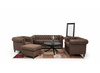 Chesterfield bank zitkussen 321 voetenbankje met zitplaatsbankstel bankstellen bank footstool