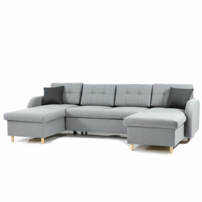 Woonlandschap hoekbank stof U-vorm slaapfunctie bank decor ontwerp bekleding.