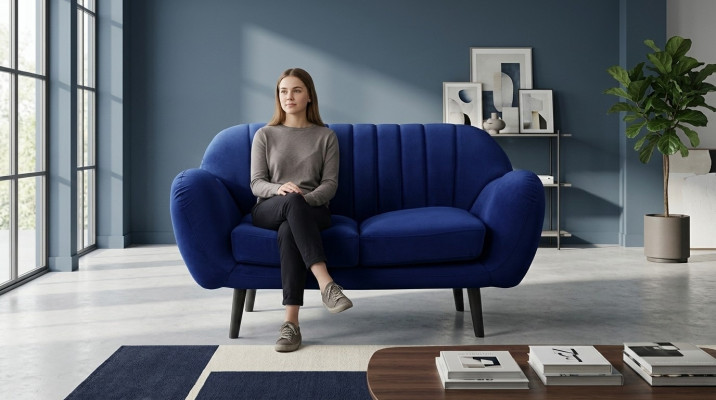Bank bekleding 3+2+1 zits bekleding meubels bankstel banken blauw sofa's