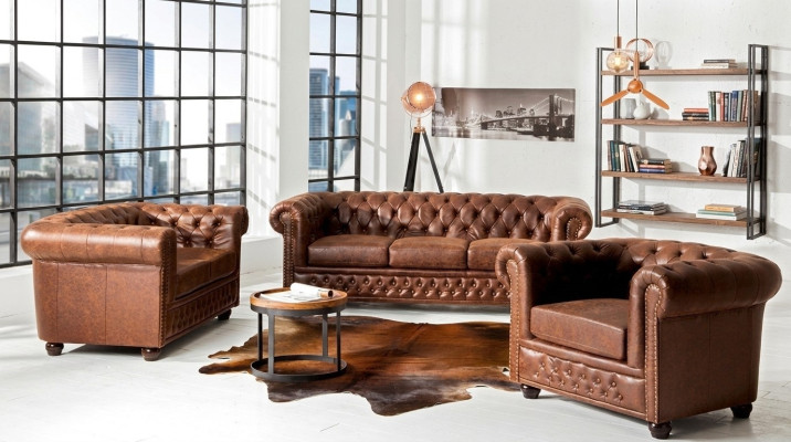 Sofaset 3+2+1 Zits Relax Design Bankstellen Beklede Bankstellen Leer