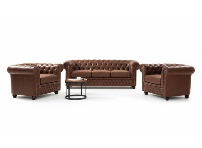 Bank Bekleding Bankstel Stof Chesterfield Bankstel 3-Zitsbank Driepersoons