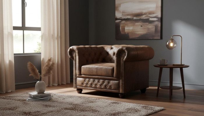 Chesterfield fauteuil tv bank 1-zits bank textiel stof banken bekleding