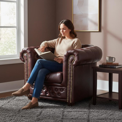 Chesterfield fauteuil televisiebank 1-zitsbank stoffen textiel banken bekleding