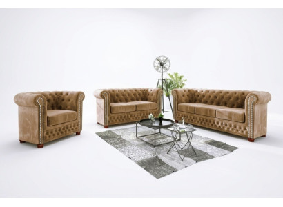 Chesterfield textiel ontwerp luxe bankstel bank bank stof 3+1 zits nieuw
