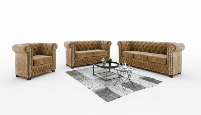 Chestgerfield bankstelbank Kussen Zit Set 321 zitsamenstelling banken