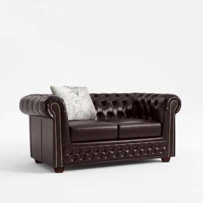 Design Bank 2-zits Bank Chesterfield Bekleding Set Leer Textiel Nieuw
