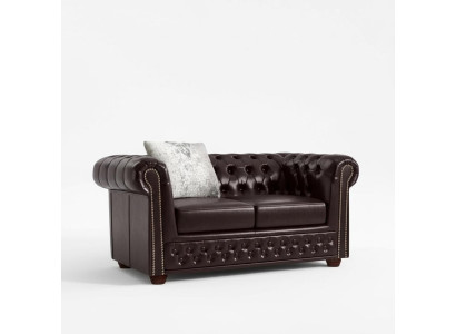 Design Bank 2-zits Bank Chesterfield Bekleding Set Leer Textiel Nieuw