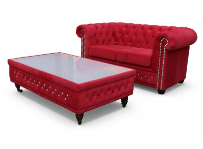 Chesterfield Stoffen Bank bekleding 2-zits bank tweezits Rood