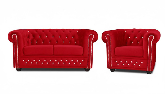 Sofaset 2+1 Zitsbank Bank Gestoffeerde Blauwe Klassieke Bankstel