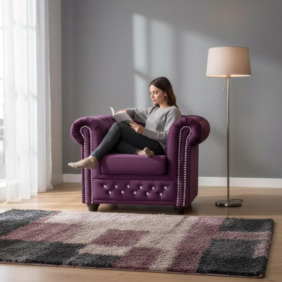Fauteuil Club Lounge Designer Leunstoel Gestoffeerde Bank 1-zits TV-stof Nieuw