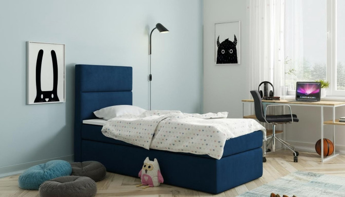 Bed Boxspring Blau Design Bed Big Upholstered Hotel Marriage Luxury Beds 80x200cm New