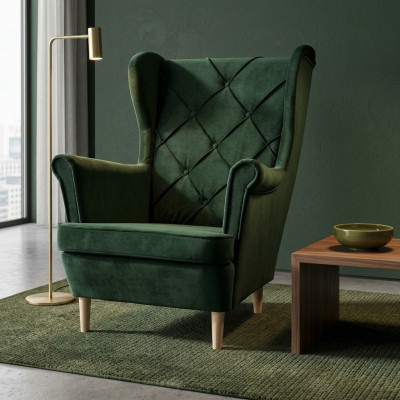 Chesterfield fauteuil tv bank 1-zits bank stof textiel oorfauteuil