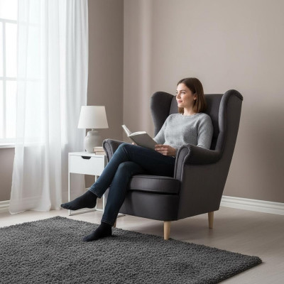 Chesterfield oorfauteuil fauteuil bank bank bekleding zitten lounge ontspannen grijs