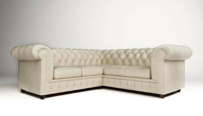 Chesterfield hoekbank L-vorm stof design bank gestoffeerde zitbank textiel