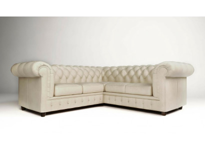 Chesterfield hoekbank L-vorm stof design bank gestoffeerde zitbank textiel
